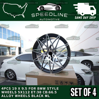 4PCS 19 x 9.5 For BMW Style Wheels 5x112 ET:38 CB:66.5 Alloy Wheels Black ML