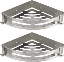 No Drill 304 Stainless Steel Bathroom Corner Shelf Caddy - 2 Pack
