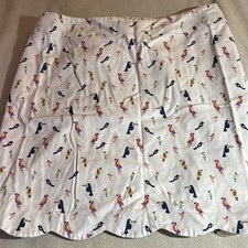 Talbots Women s Size 8 White Multicolor Bird Print A-Line Lined Skirt Zip