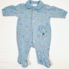 Carters John Lennon Baby Sz 0-3mo Blue Jungle Elephant Footed Sleeper Cotton