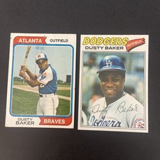 DUSTY BAKER Topps LOT!  1974 #320 &amp; 1977 #146 Braves Dodgers