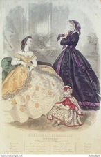 1864 Ladies Shop Fashion Engraving # 11b (Watercolor Old Fashion Plate)