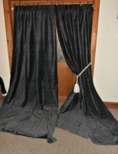 NEW Cotton Velvet Curtains. Dark Grey. Ea. 100 Inch Drop x 55 Inches Wide.