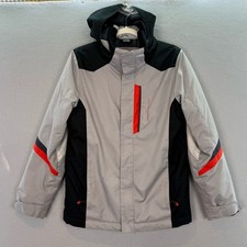 Obermeyer - Teens ski snow Jacket Hooded full zip up Coat Grey / black SZ XL 18