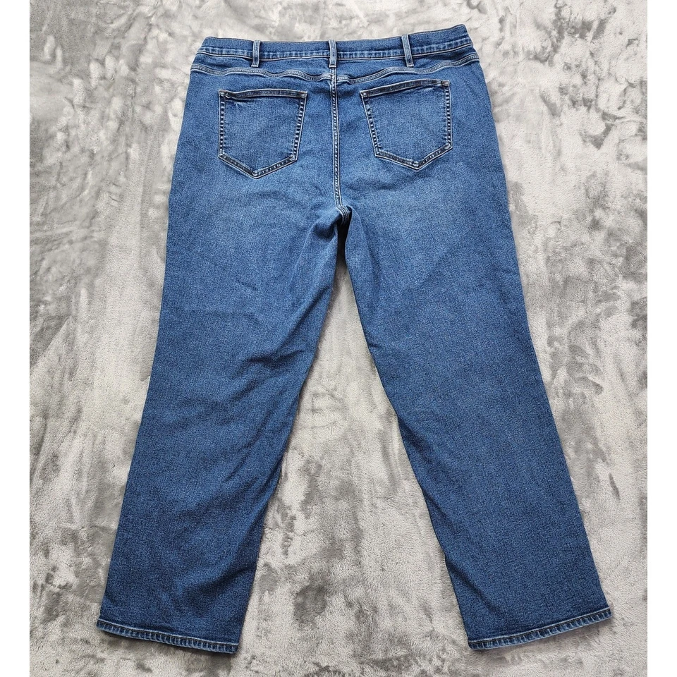 Pantalones de mezclilla Lands End para mujer 22W azul tiro alto pierna recta elásticos informales Foto 3 de 4