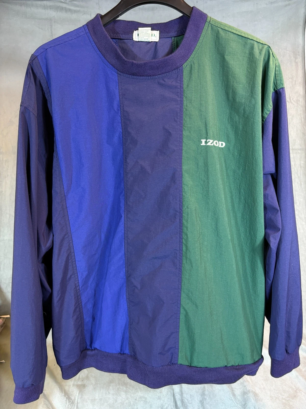 Vintage IZOD Windbreaker Mens Color Block Pullover Preppy Classic Old Money XL