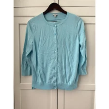 Talbots women’s cardigan and tank top Sz. M blue 100% cotton 