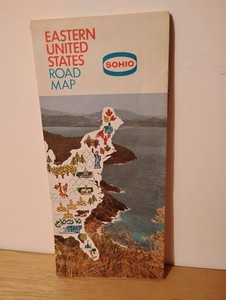 SOHIO Eastern United States Travel Road Map Plus Mileage And Driving Time Charts