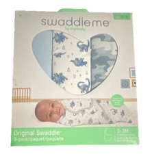 SwaddleMe Original Swaddle 3-Pack 0-3 Months Dinosaurs Blue Multicolor