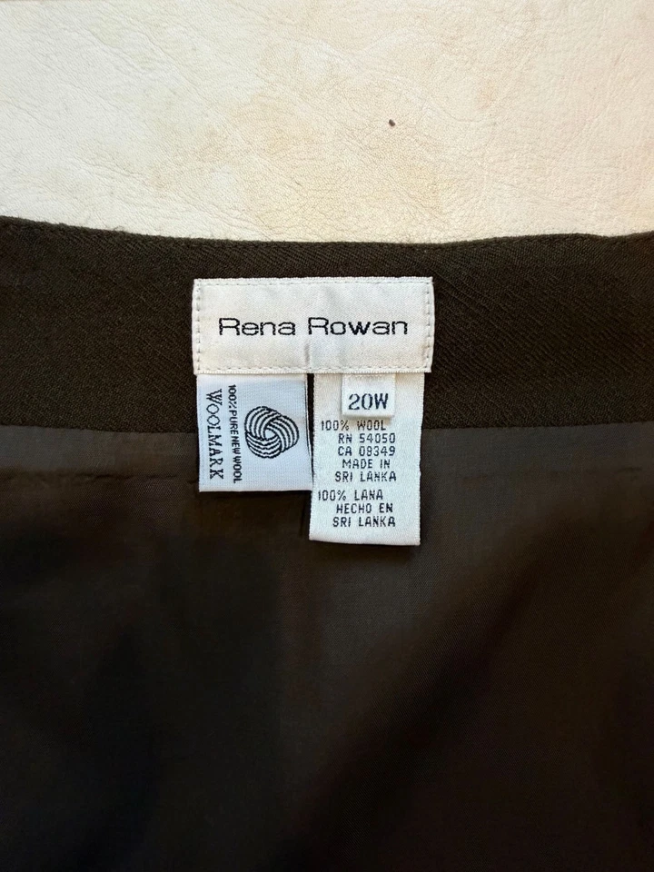 Saia de lã Rena Rowan 20W marrom franja bainha listrada marca de lã vintage anos 90 forrada - Imagem 4 de 4