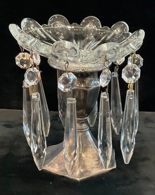 Beautiful Vintage Chandelier Glass Crystal Bobeche With 10 Crystal Spears Drops