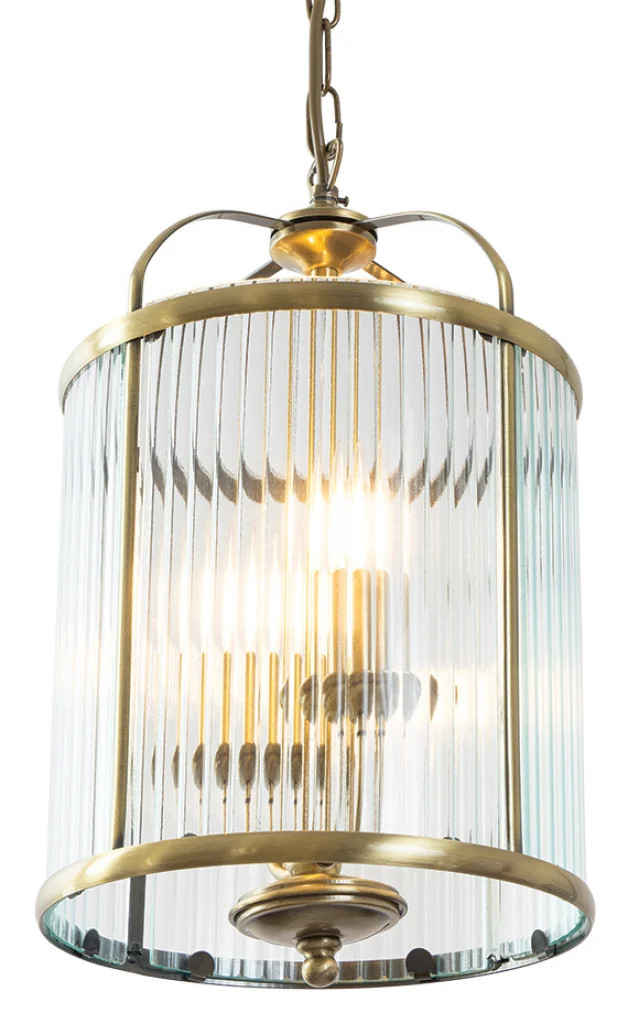 Ceiling Light Brass Fern 2 Antique Ribbed Glass Oaks Lighting 451/2 AB