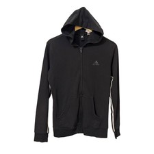 Adidas 3 Stripe Full Zip Up Hoodie Jacket Women Size Medium Black Athleisure