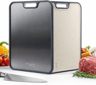 2-In-1 Premium 304 Stainless Steel Cutting Board & Wheat Straw PP | Double-Sided