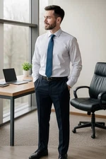 Dockers Performance NEW Men's Navy Blue Slim Fit Dress pant size 32x32