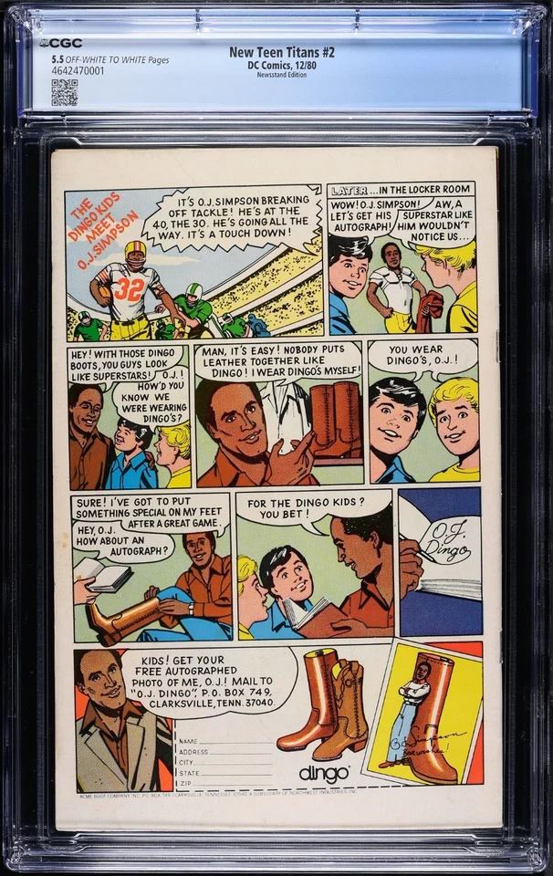 Nova Capa Teen Titans #2 CGC 5.5 Banca 1980 1ª Aparição Exterminador Perez - Imagem 2 de 2