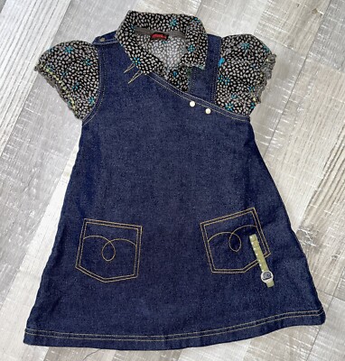 Robe Jeans + Chemisier Velours Catimini Absorba - Taille 2 Ans Fille - Occasion Très Bon état
