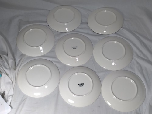 Taylor Smith Taylor Bread Dessert Plates Green Abstract Flower 6.75" Set Of 8 - Picture 5 of 9