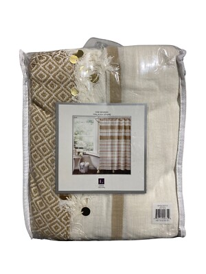 Lush Décor One Shower Malaika Stripe Tan 72x72in Cotton Hand Wash