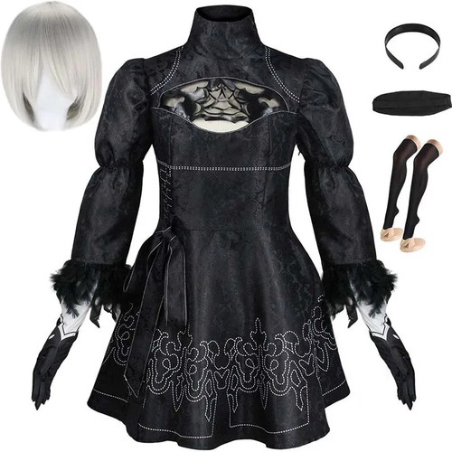 New Big Size Cosplay Costume Dress Set Halloween Girl Outfits Wig Gloves Eyemask