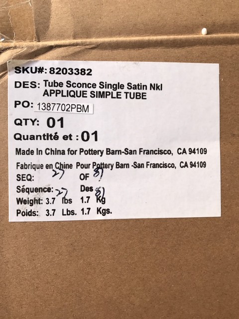 Pottery Barn Sussex Single Sconce Satin Nickel For Sale Online Ebay