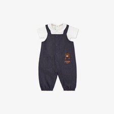 NWT NEW Fendi baby Navy blue chambray and jersey baby set 3m