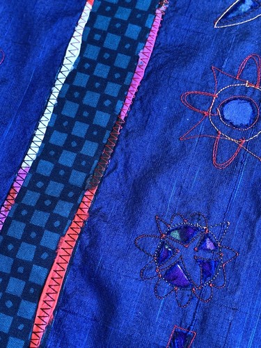 Lorna Moffat Silk Embroidered Pillow or Floor Cushion Cover ~ Textile Art - Picture 3 of 6