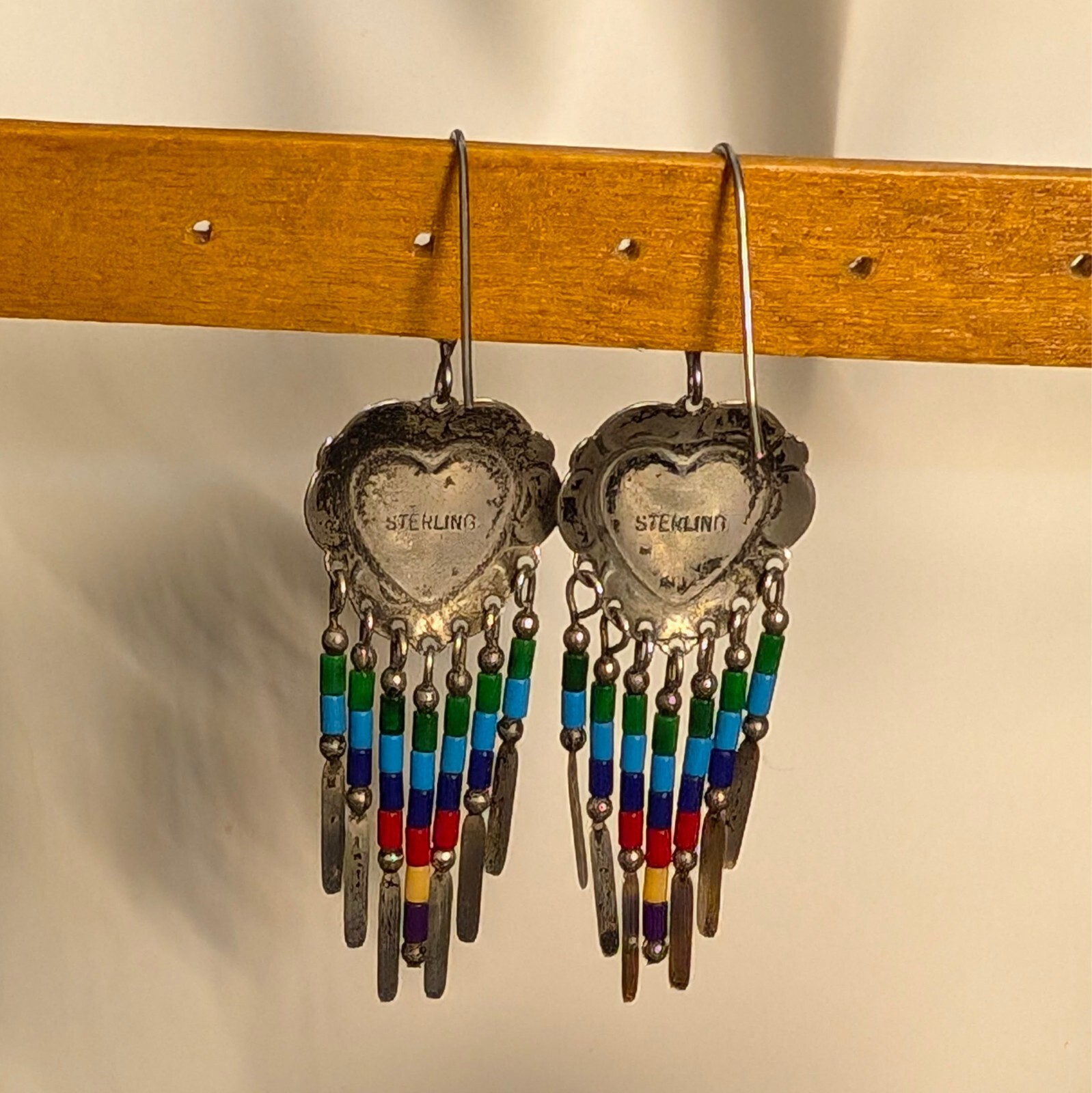 Sterling Silver Multi-Stone Inlay Dangle Drop Ear… - image 10