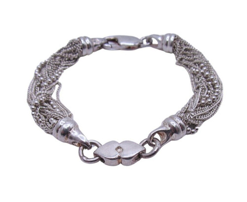 Sterling Silver Multichain Beaded Ball Chain Bracelet