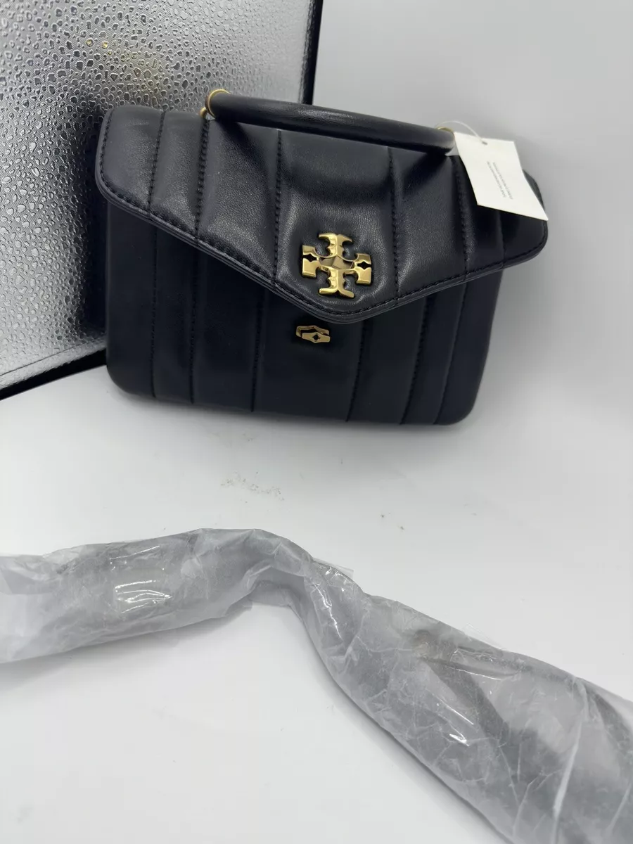 Tory Burch Kira Quilt Black Leather Top Handle Satchel Bag Mini Broken Turnlock