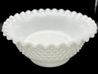 White Milk Glass Hobnail Candy Dish Console Serving Bowl Mid-Century Mod Vintage