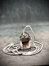 100% Genuine MARTIAN METEORITE DUST NECKLACE From Mars!  Stainless. IMCA #3950