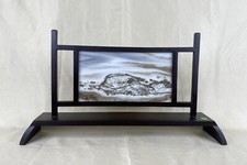 Natural Dali Marble Picture Sliced Rock, Qin-Dynasty Style Base, Ocean, Icefield