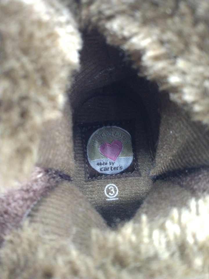 INFANT GIRLS CARTERS CHILD OF MINE BROWN WINTER FLEECE SUEDE BOOTS SZ 3 - Image 4 of 4