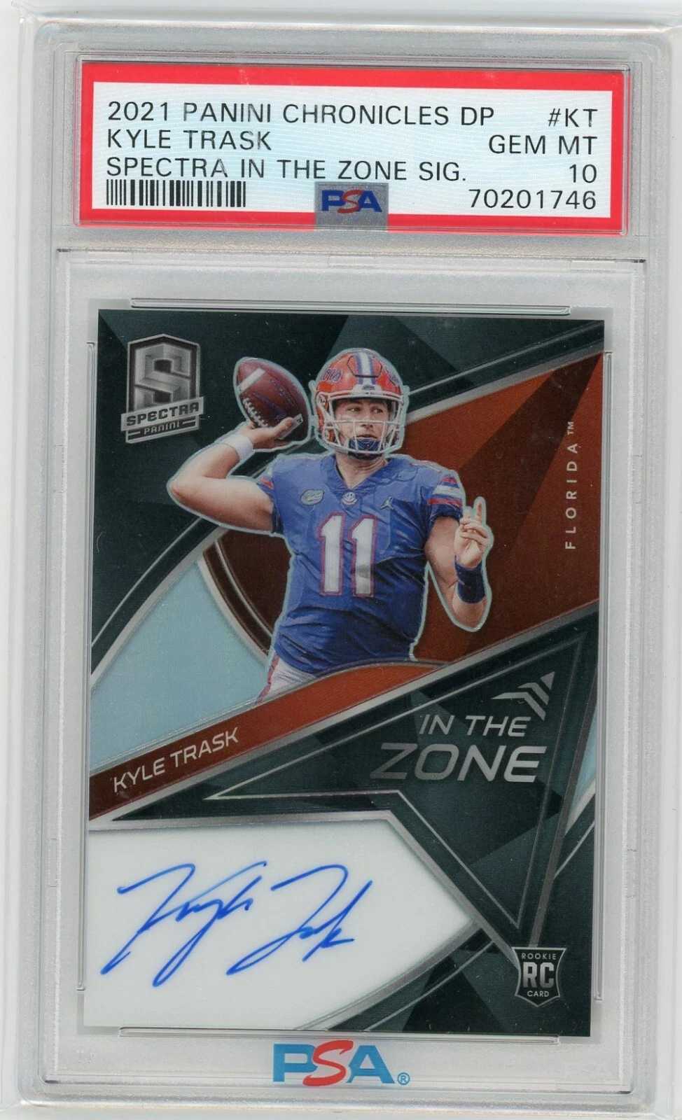 Kyle Trask Panini Chronicles Draft Picks Spectra in the Zone Signatures #KT Base