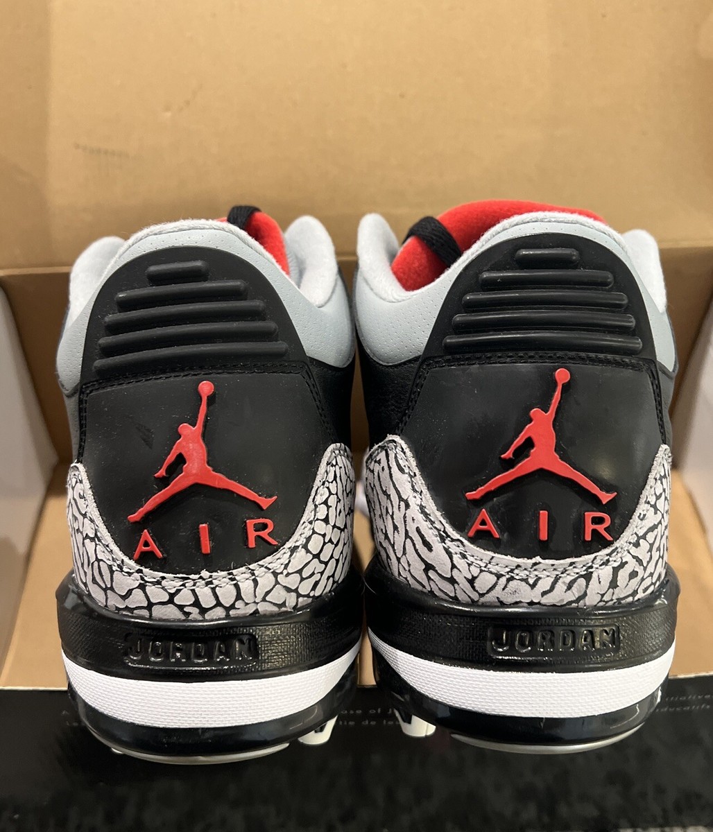 Size 12 Nike Air Jordan 3 Black Cement Football Cleat 324822-061