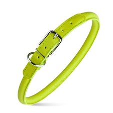 Dog Pet Round Leather Collar W1/2" - L19"-22", Green