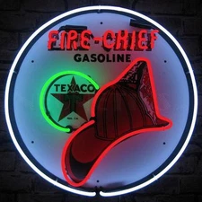 Texaco Fire Chief Neon Sign With Backing Gas 5TXFIR w/ FREE Shipping 