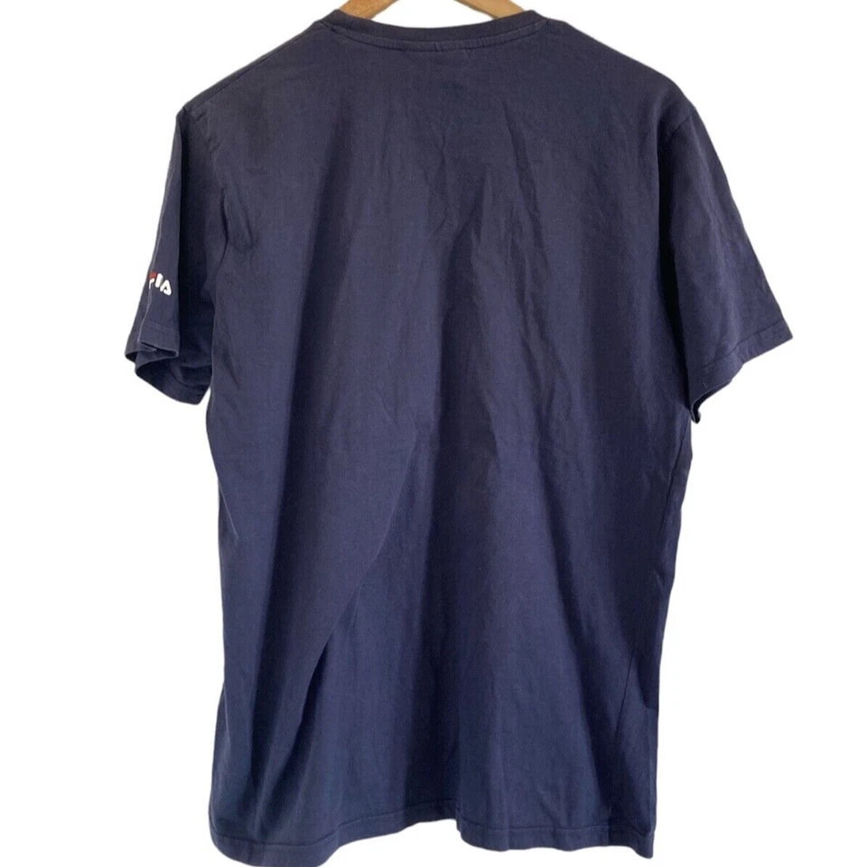 Fila Mens Vintage Large Logo Tee T-Shirt 100% Cotton Navy Size Medium - Image 2 of 4