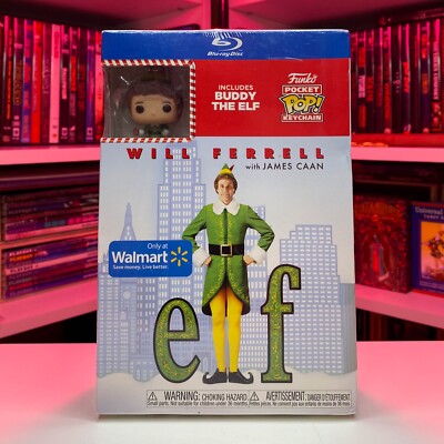 Elf Blu-ray + Buddy the Elf Funko Pocket Pop Keychain Holiday Time NEW & SEALED!