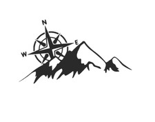 Aufkleber Kompass Berge Windrose Reisen Camping Sticker Auto