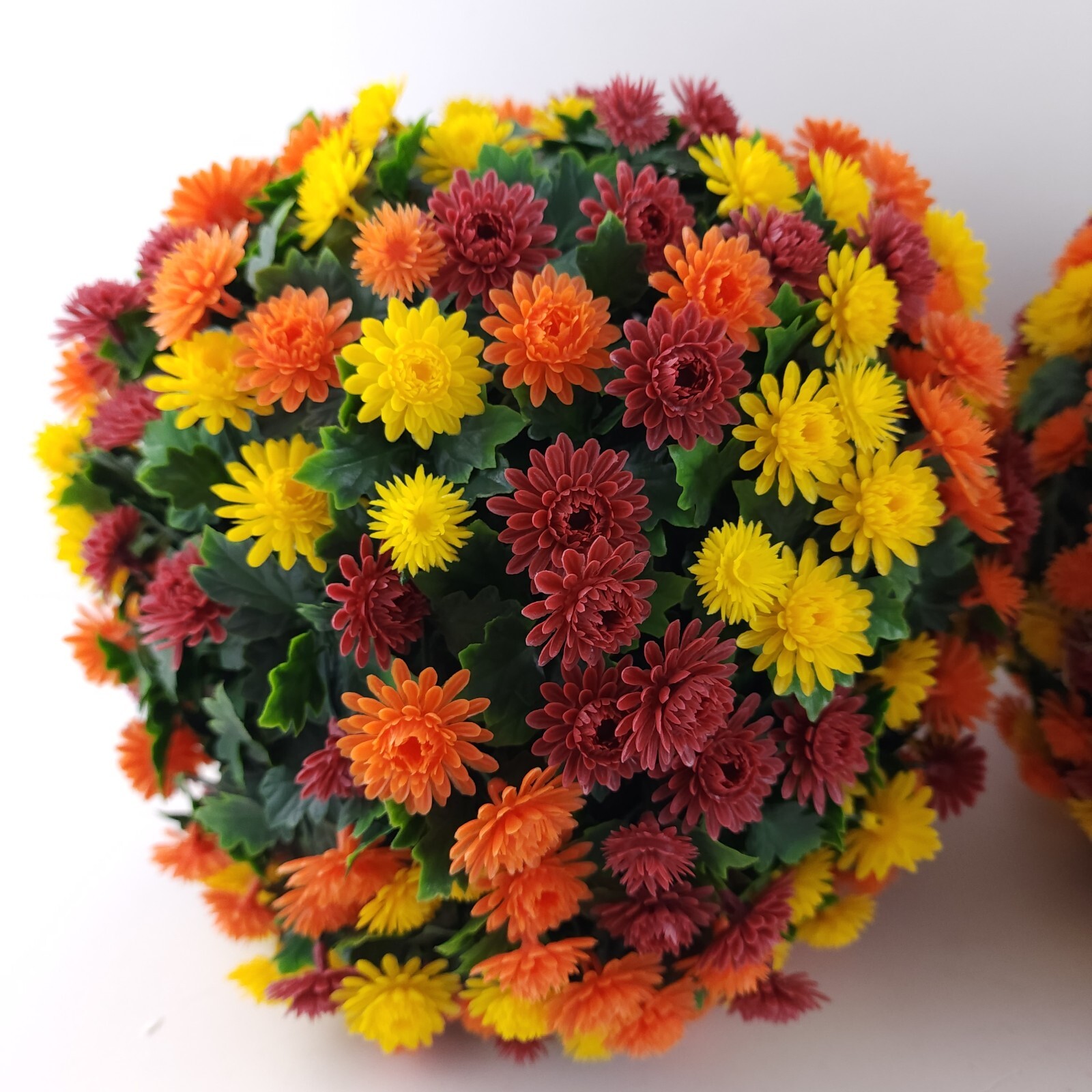 Wicker Park Set of 2 12" Harvest Faux Mum Spheres Harvest Multi eBay