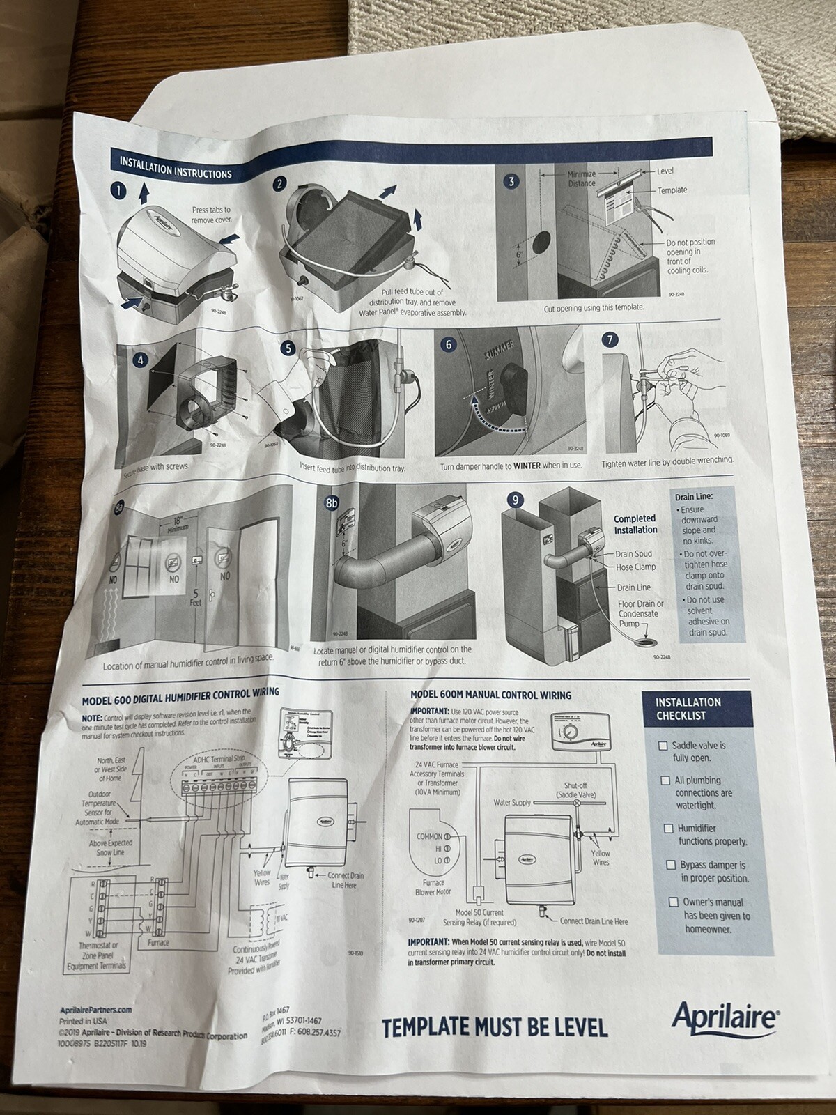 Aprilaire 600M Whole House Humidifier with Manual Control New eBay