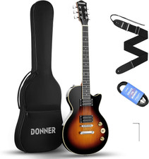 Donner 39 Inch Lp Electric Guitar Solid Body Beginner Kit Sunburst Full Size,