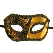 Gold Lace Venetian Masquerade Mask for Costume and Party Wear