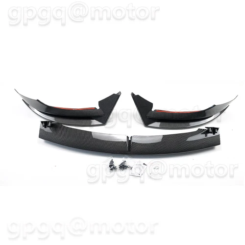 For Tesla Model 3 2017-2023 V Style Front Bumper Lip Splitter Carbon Fiber Look - Picture 9 of 11