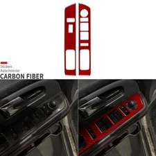 Red Carbon Fiber Front Window Lift Switch Panel Cover For Ford Expedition 07-14