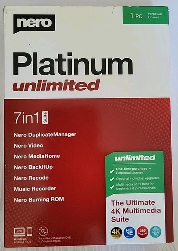 Nero Platinum Unlimited | Video Editing 7 IN 1 SUITE NIB 4K Video Multimedia