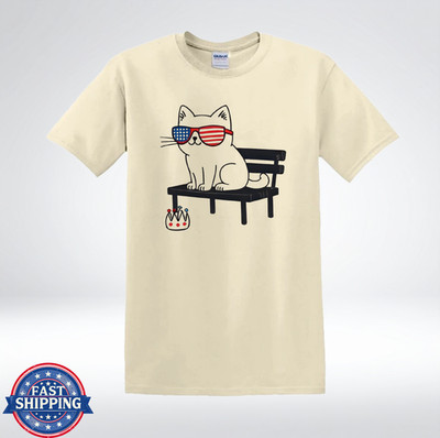 Funny Patriotic Cat Shirt USA Flag Sunglasses Cute Kitty T-Shirt