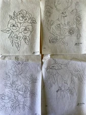 Vtg Celia Totus Artex Tri-Chem Embroidery Paint Picture LOT Rose Pansy Deer Eagl